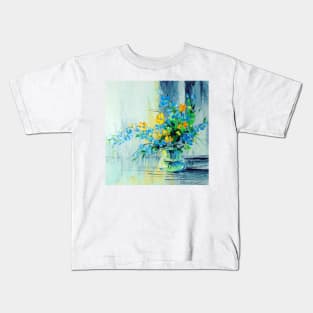 A bouquet of blue and yellow flowers Kids T-Shirt